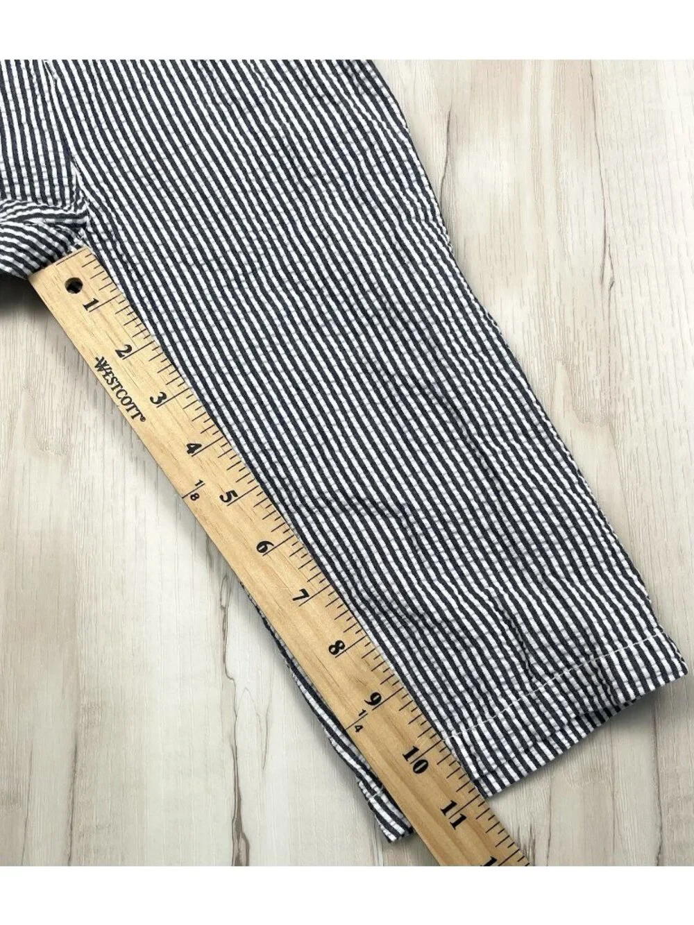 POLO by Ralph Lauren Boys 24M Blue Stripe Seersucker PANTS w/ Yellow Belt EUC
